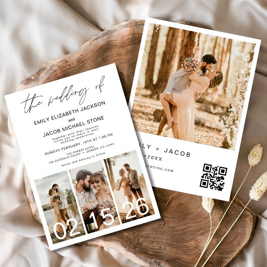 Die Hochzeit von Minimalistischem QR-Code Simple Einladung