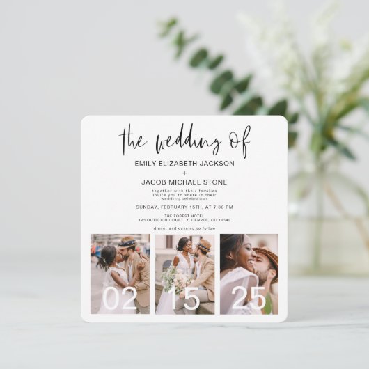 Die Hochzeit von Minimalistischem QR-Code Simple Einladung (Stehend Vorderseite)