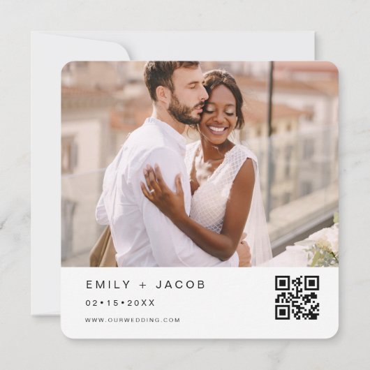Die Hochzeit von Minimalistischem QR-Code Simple Einladung (Rückseite)