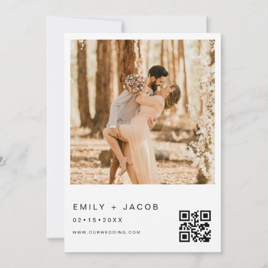 Die Hochzeit von Minimalistischem QR-Code Simple Einladung (Rückseite)