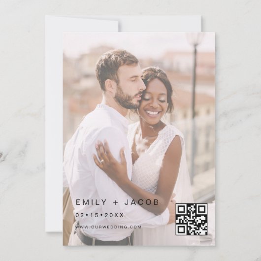 Die Hochzeit von Minimalistischem QR-Code transpar Einladung (Rückseite)