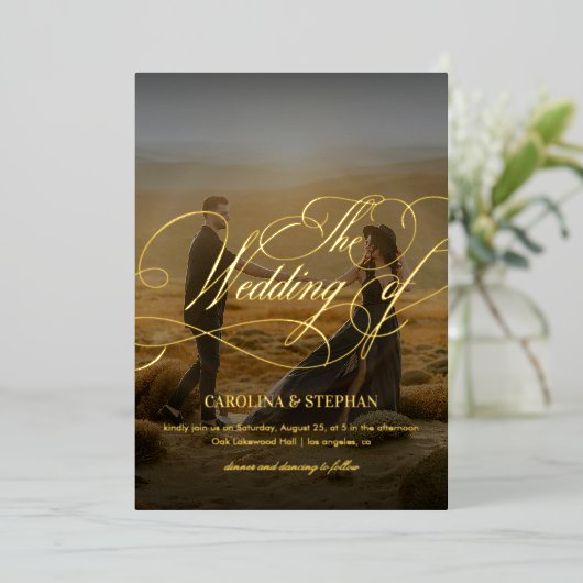 Die Hochzeit von | Moderne Kalligrafie, Script & F Folieneinladung (Stehend vorne)