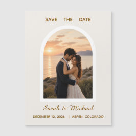 Die Hochzeit von moderner Arch-Foto-Save-the-Date- Magnetkarte