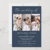 Die Hochzeit von Navy Blue Foto Collage Simple Einladung (Vorderseite)