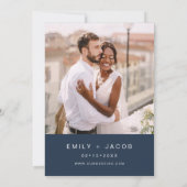 Die Hochzeit von Navy Blue Foto Collage Simple Einladung (Rückseite)
