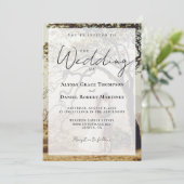 Die Hochzeit von Overlay Foto Simple Schwarz-weiß Einladung (Stehend Vorderseite)