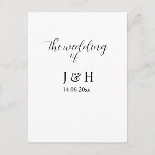 Die Hochzeit von Paar Name einfach minimale Datum Postkarte