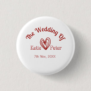 Die Hochzeit von Paarname Herz Maron Rot pas Button