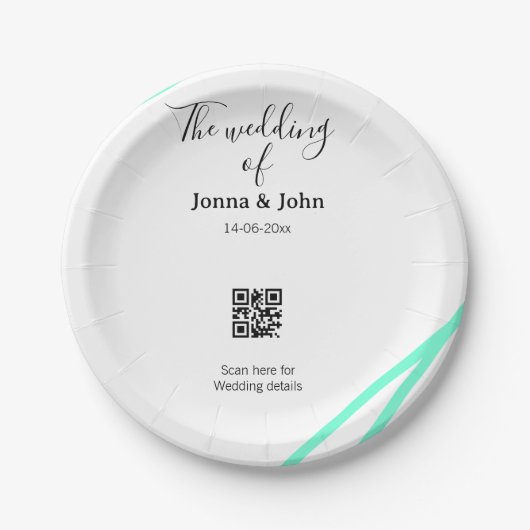 Die Hochzeit von Paarname QR-Code-Scan-Detail Pappteller (Vorderseite)