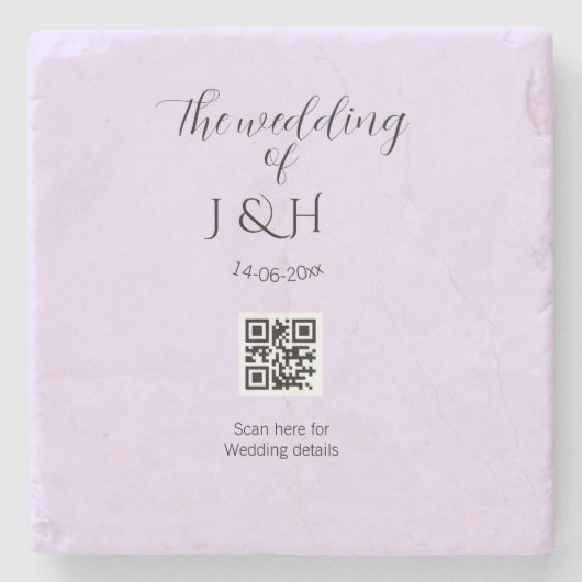 Die Hochzeit von Paarname QR-Code-Scan-Detail Steinuntersetzer (Vorderseite)