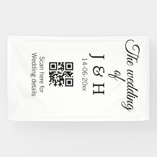 Die Hochzeit von Pärchennamen QR Code Scan Detail Banner (Horizontal)