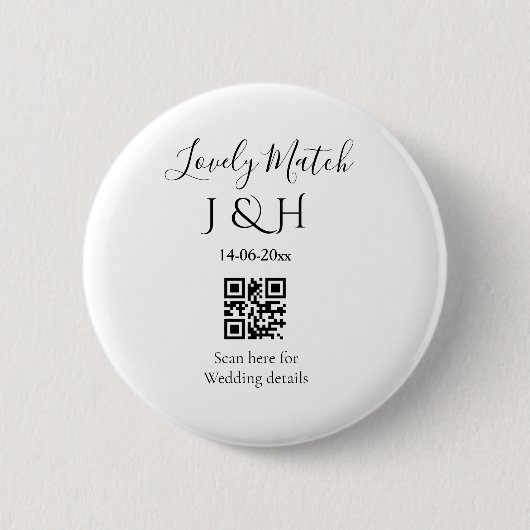 Die Hochzeit von Pärchennamen QR Code Scan Detail Button (Vorderseite)