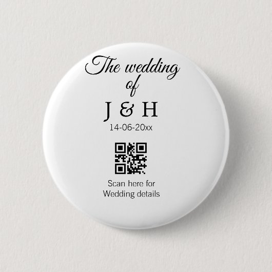 Die Hochzeit von Pärchennamen QR Code Scan Detail Button (Vorderseite)