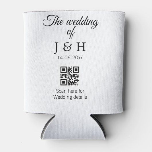 Die Hochzeit von Pärchennamen QR Code Scan Detail Dosenkühler (Vorderseite)