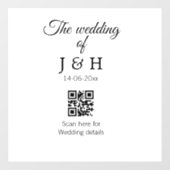 Die Hochzeit von Pärchennamen QR Code Scan Detail Fensteraufkleber (Blatt)