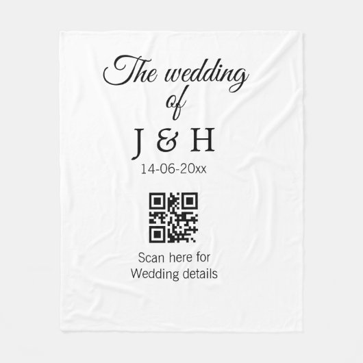 Die Hochzeit von Pärchennamen QR Code Scan Detail Fleecedecke (Vorderseite)