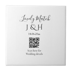 Die Hochzeit von Pärchennamen QR Code Scan Detail Fliese
