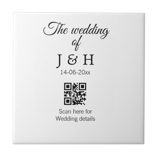 Die Hochzeit von Pärchennamen QR Code Scan Detail Fliese (Vorderseite)
