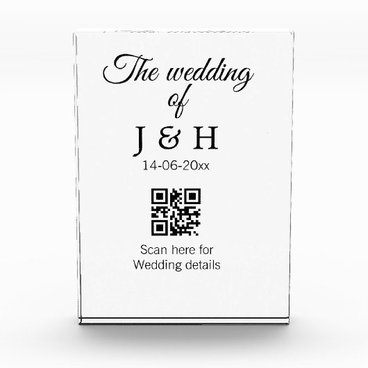Die Hochzeit von Pärchennamen QR Code Scan Detail Fotoblock (Vorderseite)