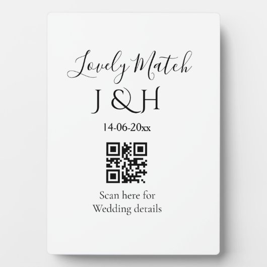 Die Hochzeit von Pärchennamen QR Code Scan Detail Fotoplatte (Vorderseite)