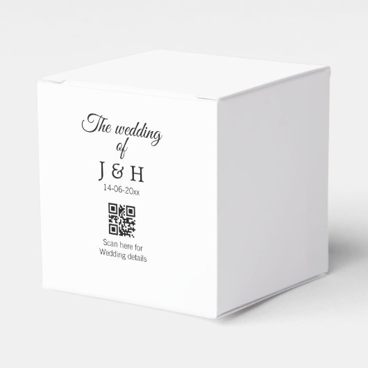 Die Hochzeit von Pärchennamen QR Code Scan Detail Geschenkschachtel (Vorderseite)
