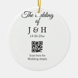 Die Hochzeit von Pärchennamen QR Code Scan Detail Keramik Ornament