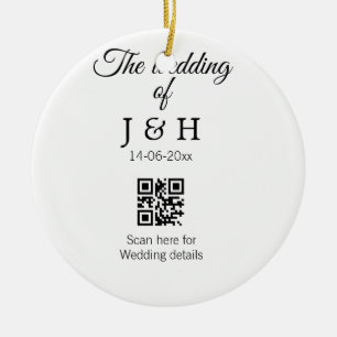 Die Hochzeit von Pärchennamen QR Code Scan Detail Keramik Ornament