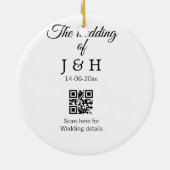 Die Hochzeit von Pärchennamen QR Code Scan Detail Keramik Ornament (Hinten)
