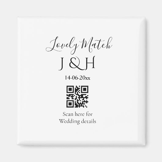 Die Hochzeit von Pärchennamen QR Code Scan Detail Magnet (Vorne)