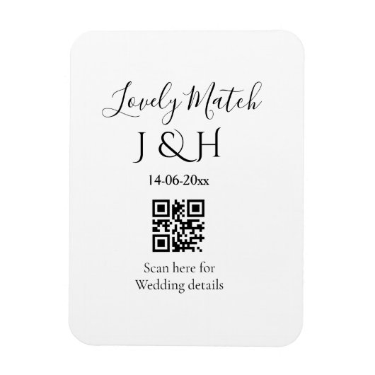 Die Hochzeit von Pärchennamen QR Code Scan Detail Magnet (Vertikal)