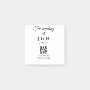 Die Hochzeit von Pärchennamen QR Code Scan Detail Post-it Klebezettel