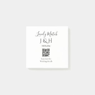Die Hochzeit von Pärchennamen QR Code Scan Detail Post-it Klebezettel