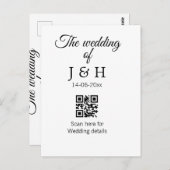 Die Hochzeit von Pärchennamen QR Code Scan Detail Postkarte (Vorne/Hinten)