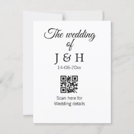 Die Hochzeit von Pärchennamen QR Code Scan Detail Postkarte