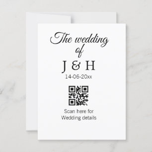 Die Hochzeit von Pärchennamen QR Code Scan Detail Postkarte