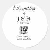 Die Hochzeit von Pärchennamen QR Code Scan Detail Runder Aufkleber (Vorderseite)