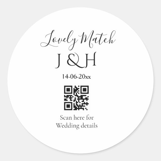 Die Hochzeit von Pärchennamen QR Code Scan Detail Runder Aufkleber (Vorderseite)