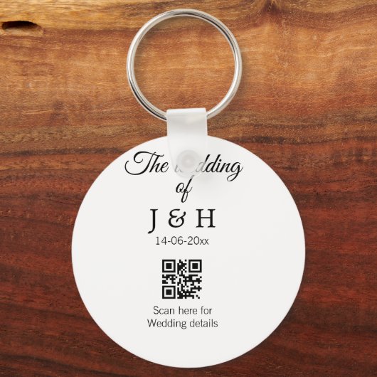 Die Hochzeit von Pärchennamen QR Code Scan Detail Schlüsselanhänger (Rückseite)