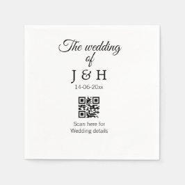Die Hochzeit von Pärchennamen QR Code Scan Detail Serviette