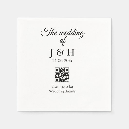 Die Hochzeit von Pärchennamen QR Code Scan Detail Serviette (Vorderseite)