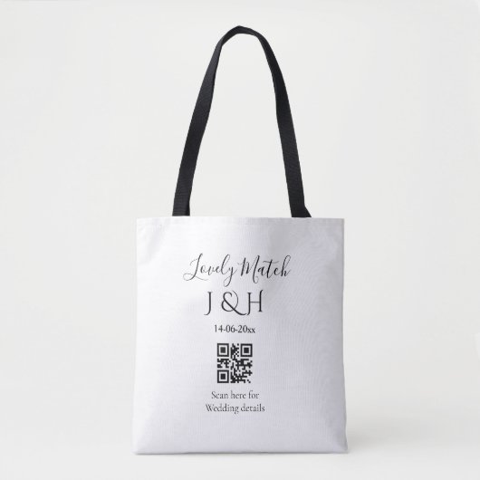 Die Hochzeit von Pärchennamen QR Code Scan Detail Tasche (Vorderseite)