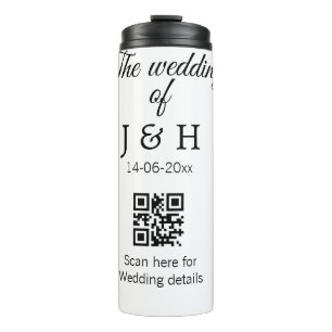 Die Hochzeit von Pärchennamen QR Code Scan Detail Thermosbecher
