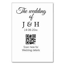 Die Hochzeit von Pärchennamen QR Code Scan Detail Tischnummer