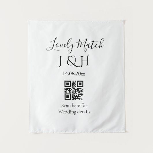 Die Hochzeit von Pärchennamen QR Code Scan Detail Wandteppich (Vorderseite)