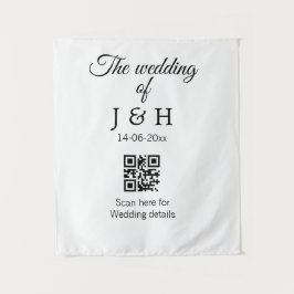 Die Hochzeit von Pärchennamen QR Code Scan Detail Wandteppich