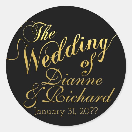die Hochzeit von... unseren Namen Runder Aufkleber (Vorderseite)
