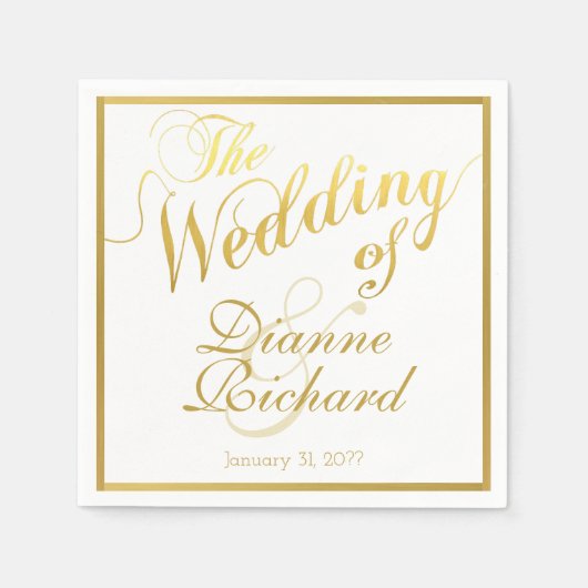 die Hochzeit von... unseren Namen Serviette (Vorderseite)