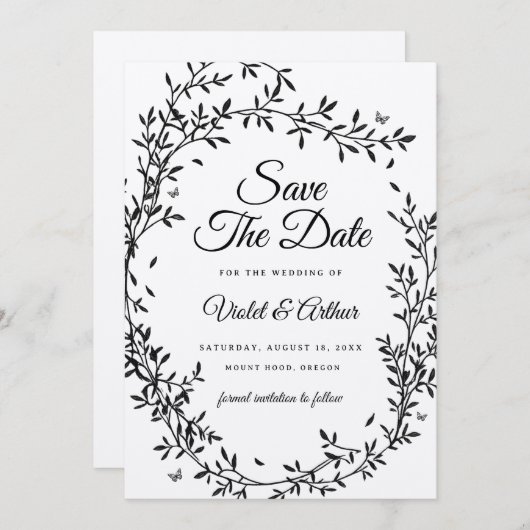 Die Hochzeit von Waldland spart das Datum Einladung (Vorne/Hinten)