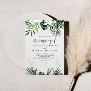 Die Hochzeit von weißer Vegetation mit tropischer  Einladung