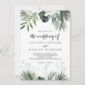 Die Hochzeit von weißer Vegetation mit tropischer  Einladung (Vorderseite)